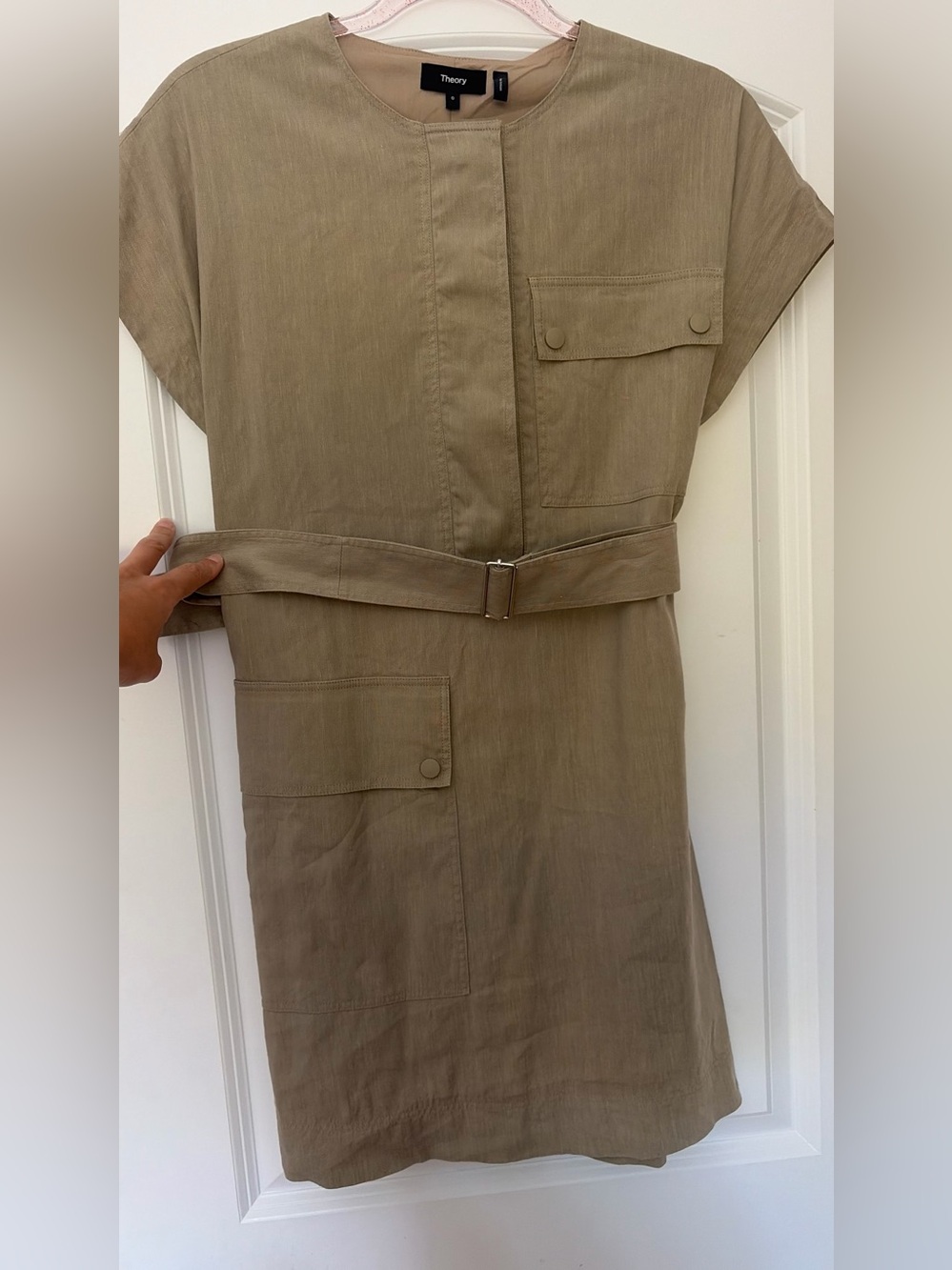 Theory Neutral Beige Sleeveless Dress
